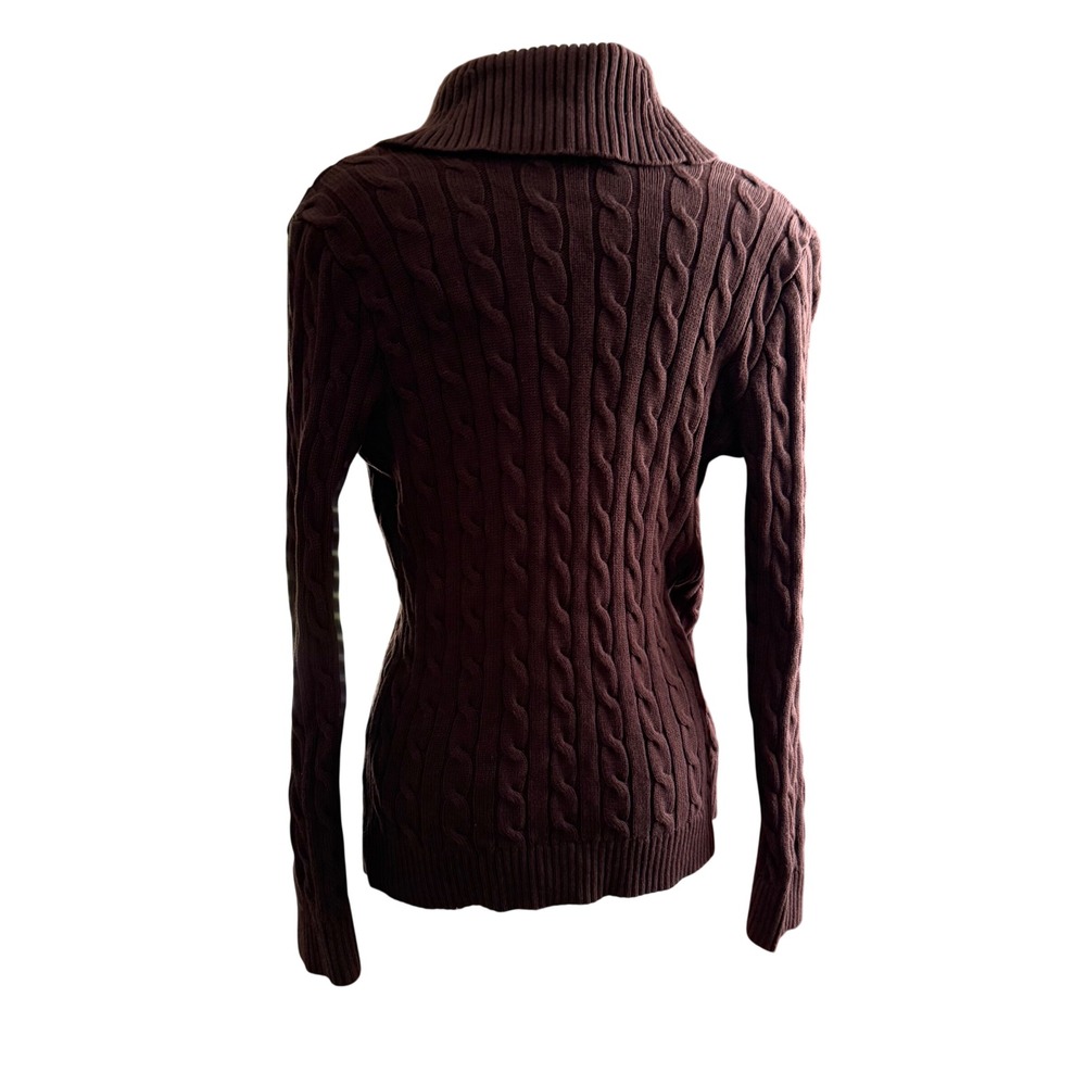 Lauren Ralph Lauren Cardigan Wrap Womens Large Brown Cable Knit Buckle Shawl - Picture 4 of 13